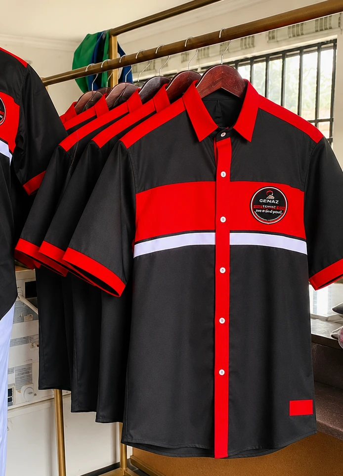 Rubies Delight Cakes and Confectionaries corporatewear displayed in the GENAZ workspace